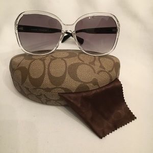 NWOT Coach Sunglasses - Clear w/Black Bows w/ Case